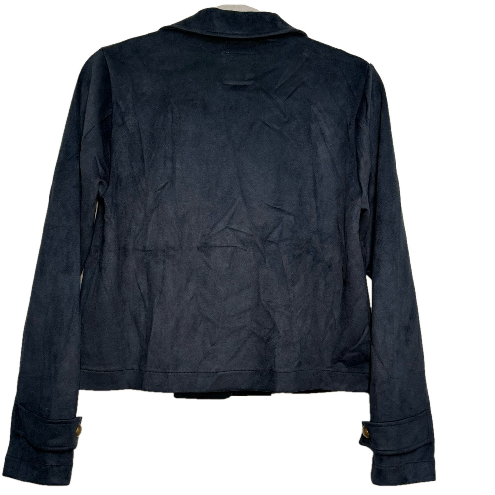 CHASER Women’s Stretch Faux Suede Cropped Peacoat Oxford Size Small NWT - Picture 2 of 3